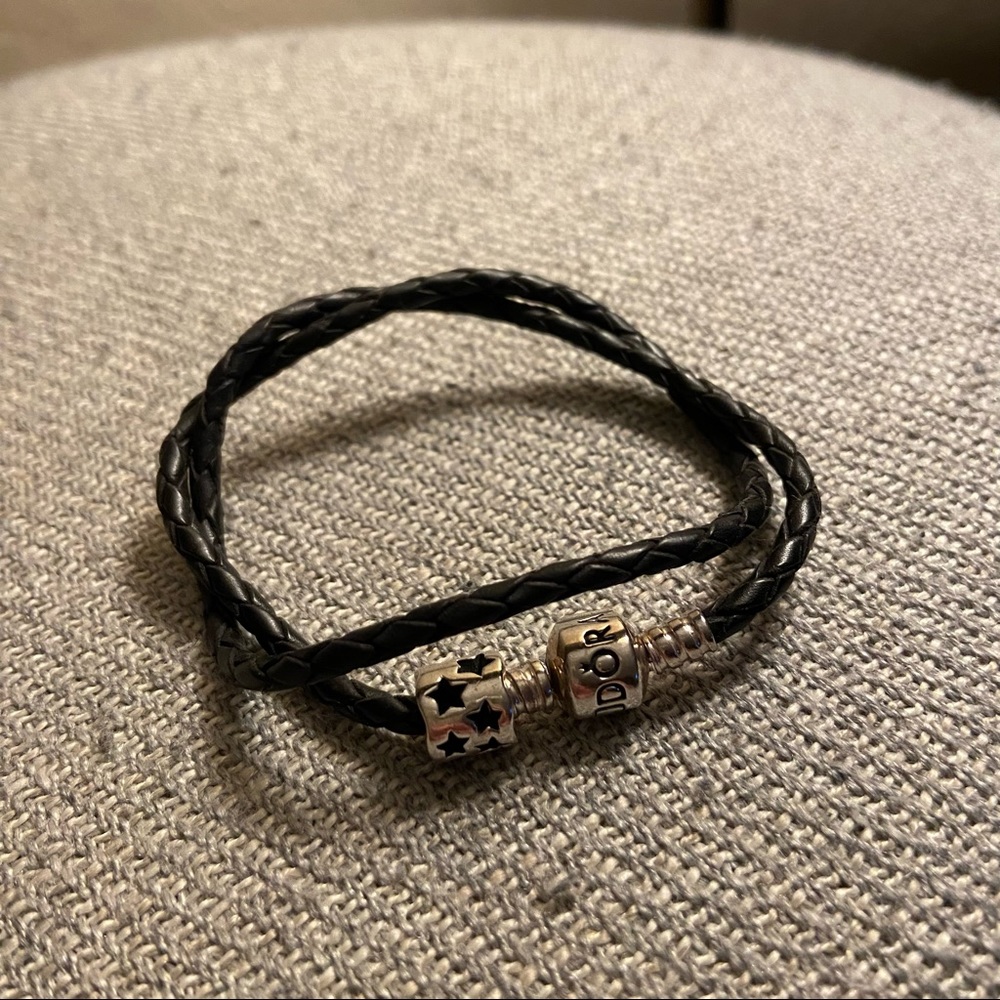 Pandora sterling silver charm double braided bracelet